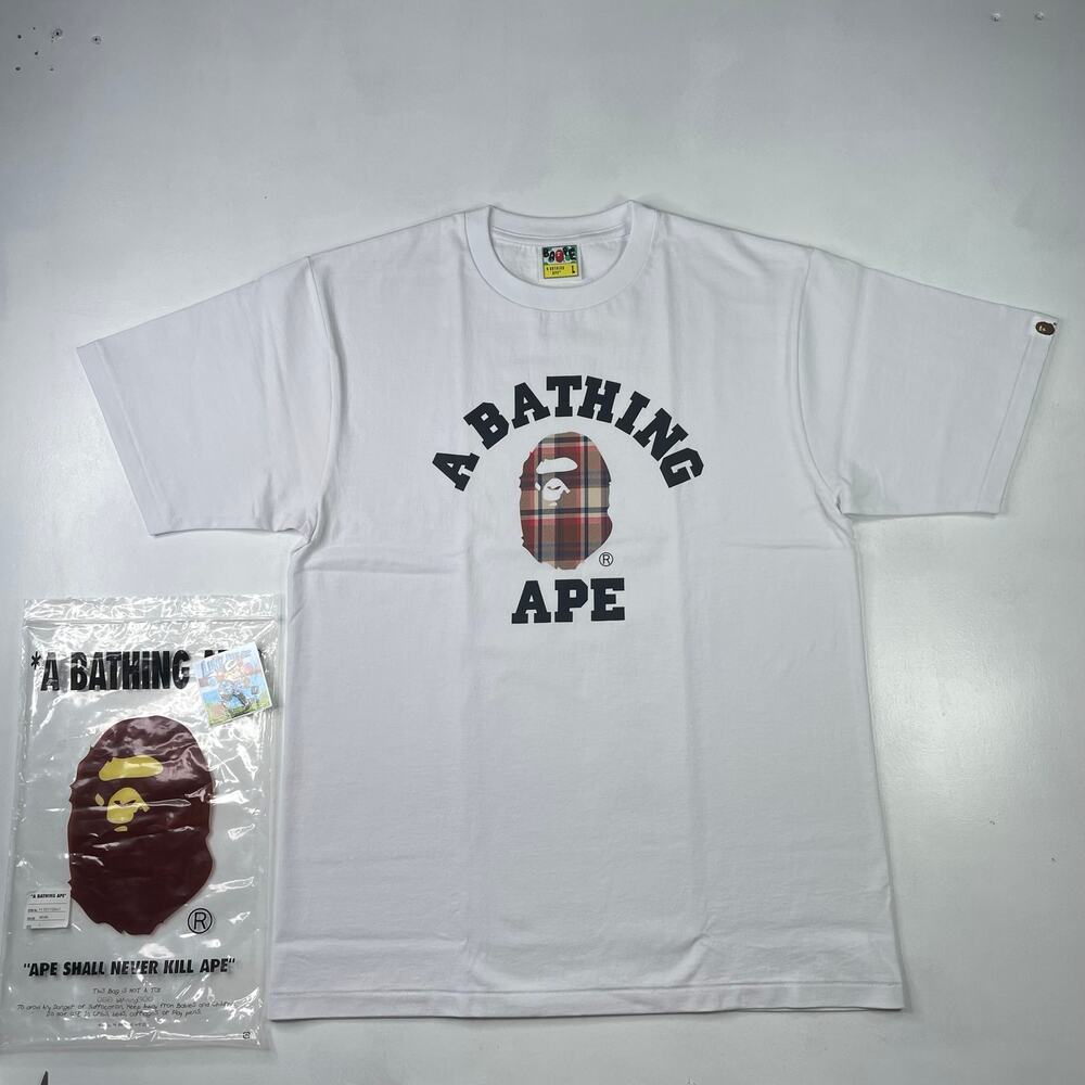 BAPE Check College T-Shirt Size L